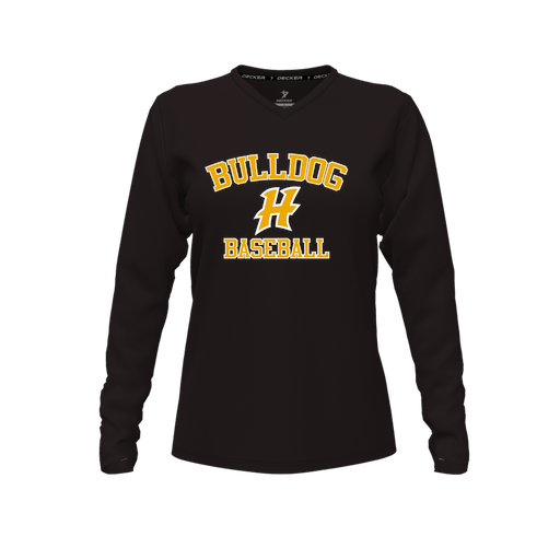 [CUS-DFW-TEES-CMF-VNK-LSL-BLK-FYXS-LOGO3] Decker Comfort T-Shirt (Female Youth XS, Black, V Neck, Logo 3, Long Sleeve)