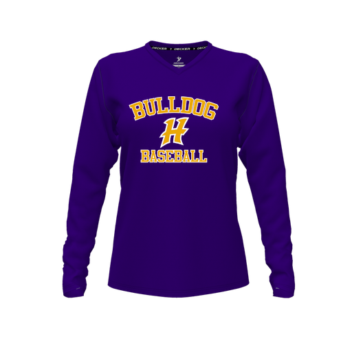 [FTLVCFPP-FYXS-LOGO3] Decker Comfort T-Shirt (Female Youth XS, Purple, V Neck, Logo 3, Long Sleeve)