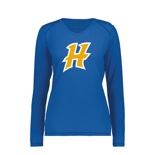 [6847.060.XS-LOGO1] Women's SoftTouch Long Sleeve (Female Adult XS, Royal, Logo 1)