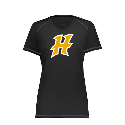 [6844.080.XS-LOGO1] Women's SoftTouch Short Sleeve (Female Adult XS, Black, Logo 1)