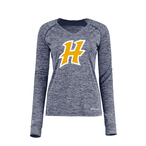 [222770.U22.XS-LOGO1] Ladies Electric Long Sleeve Shirt (Female Adult XS, Navy, Logo 1)