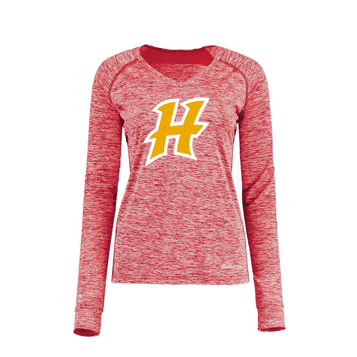 [222770.T20.XS-LOGO1] Ladies Electric Long Sleeve Shirt (Female Adult XS, Red, Logo 1)