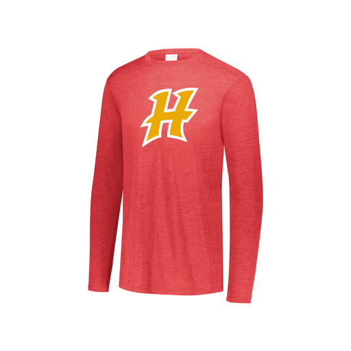 [FTLCUBRD-YS-LOGO1] Decker Youth Tri-Blend T-Shirt - Long Sleeve (Youth S, Red, Logo 1)