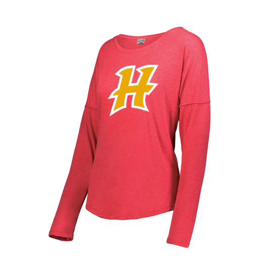 [FTLCUBRD-FAXS-LOGO1] Decker Women's Tri-Blend T-Shirt - Long Sleeve (Female Adult XS, Red, Logo 1)